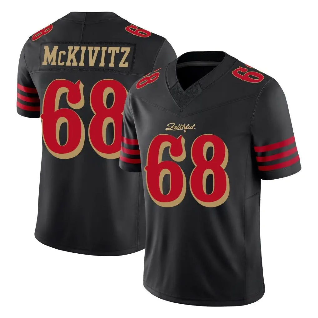SF.49ers #68 Colton McKivitz Player Black Limited Rivalries Collection Home Game Edoa Stitched Jerseys