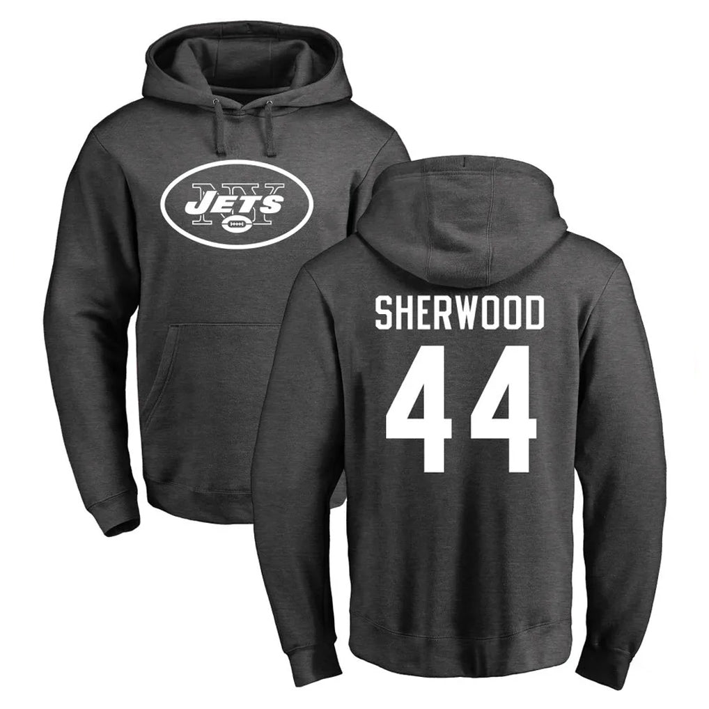 NY.Jets #44 Jamien Sherwood Player Gray Pullover Hoodies Limited Game Edoa Stitched Jerseys