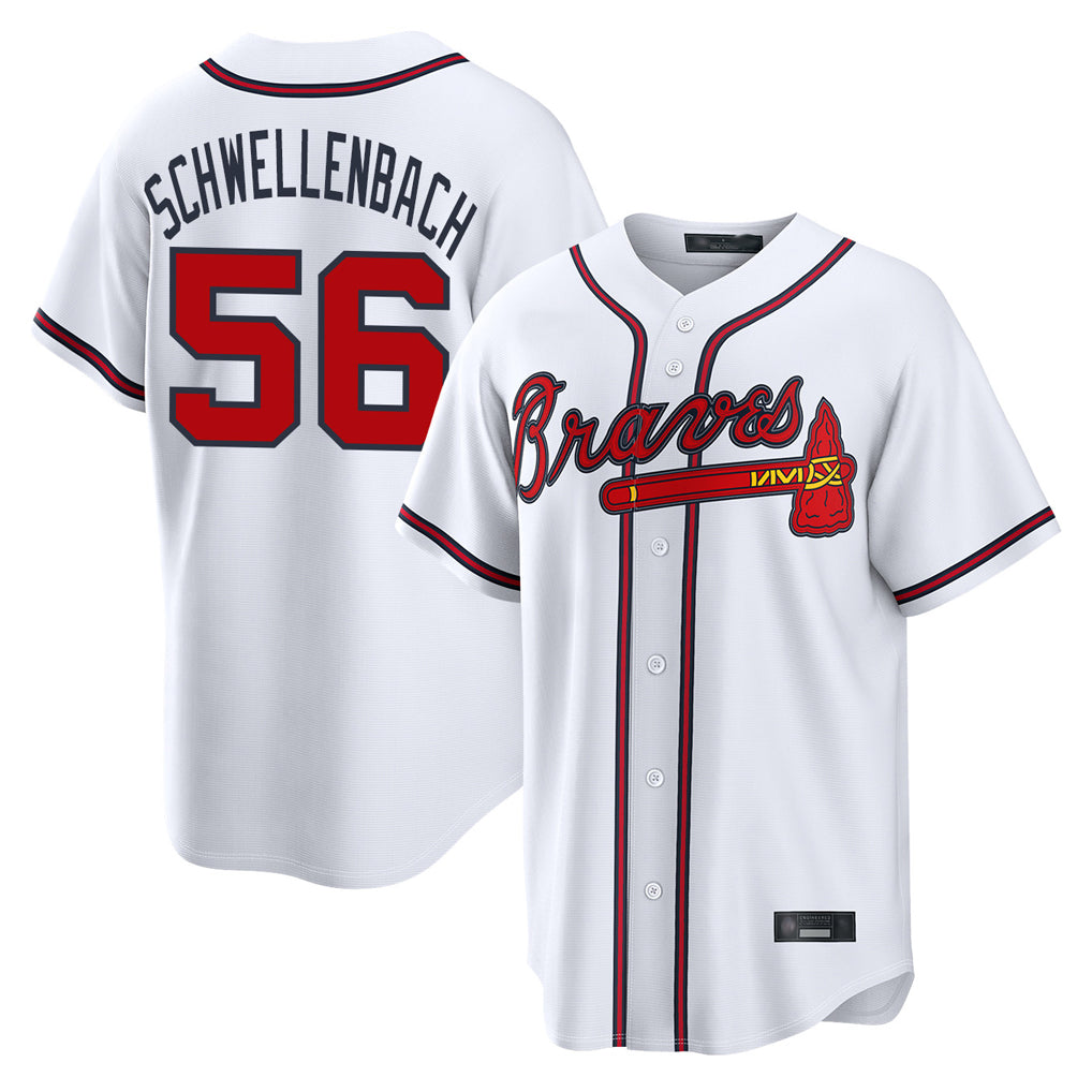 A.Braves #56 Spencer Schwellenbach Player White Home Game Edoa Stitched Jerseys