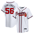 A.Braves #56 Spencer Schwellenbach Player White Home Game Edoa Stitched Jerseys