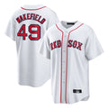 B.Red Sox #49 Tim Wakefield Player White Home Game Edoa Stitched Jerseys