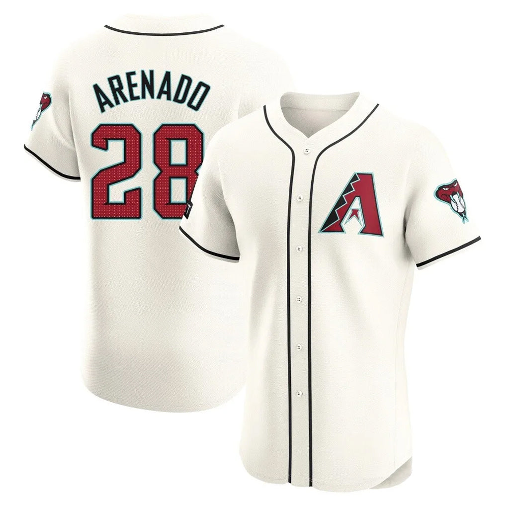 A.Diamondbacks #28 Nolan Arenado Player Cream Limited Elite Home Game Edoa Stitched Jerseys
