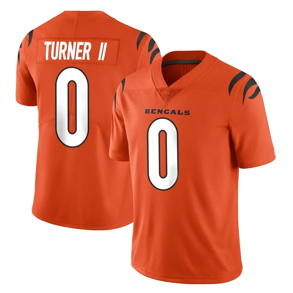 C.Bengals #0 DJ Turner II Player Orange Vapor Untouchable Limited Home Game Edoa Stitched Jerseys
