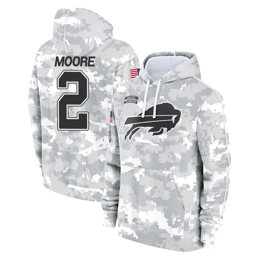 B.Bills #2 DJ Moore Player Arctic Camo Salute to Service Hoodies Edoa Stitched Jerseys