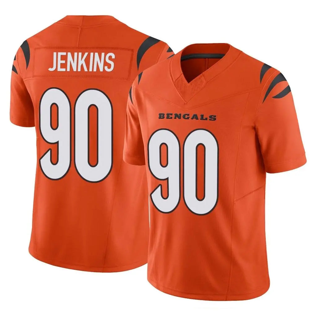 C.Bengals #90 Kris Jenkins Jr Player Orange Vapor F.U.S.E. Limited Home Game Edoa Stitched Jerseys
