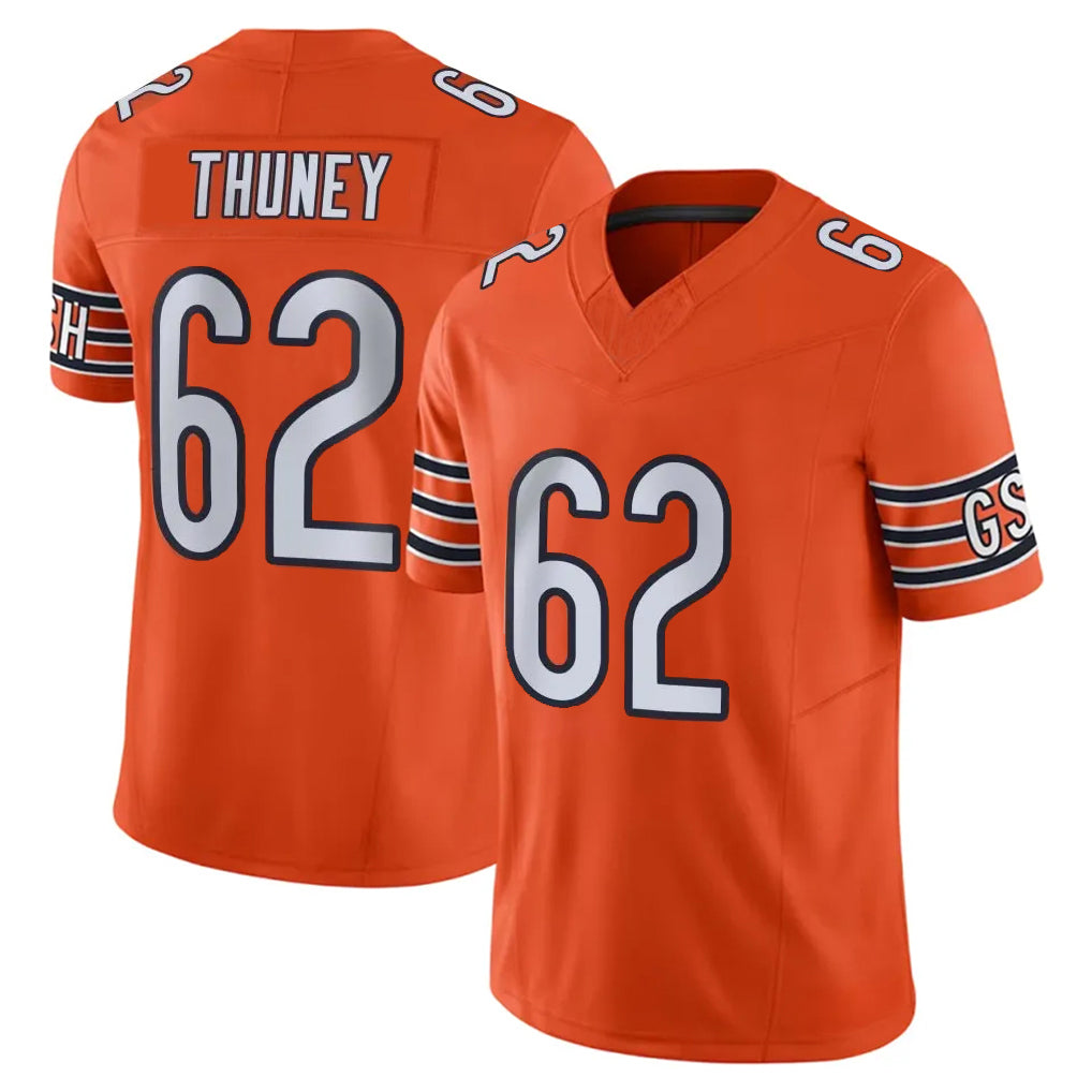 C.Bears #62 Joe Thuney Player Orange Vapor F.U.S.E. Limited Home Game Edoa Stitched Jerseys
