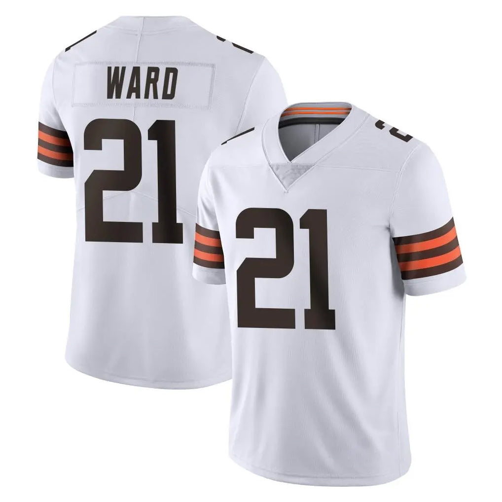 C.Browns #21 Denzel Ward Player White Vapor Untouchable Limited Home Game Edoa Stitched Jerseys