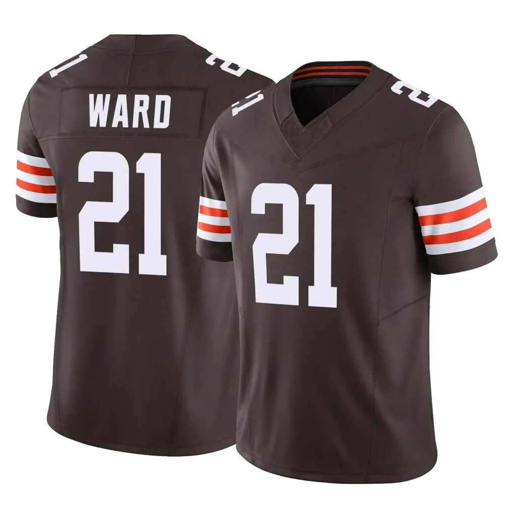 C.Browns #21 Denzel Ward Player Brown Vapor F.U.S.E. Limited Home Game Edoa Stitched Jerseys