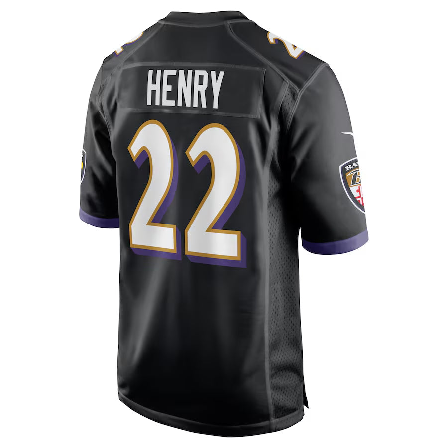 B.Ravens #22 Derrick Henry Player Black Alternate Home Game Edoa Stitched Jerseys