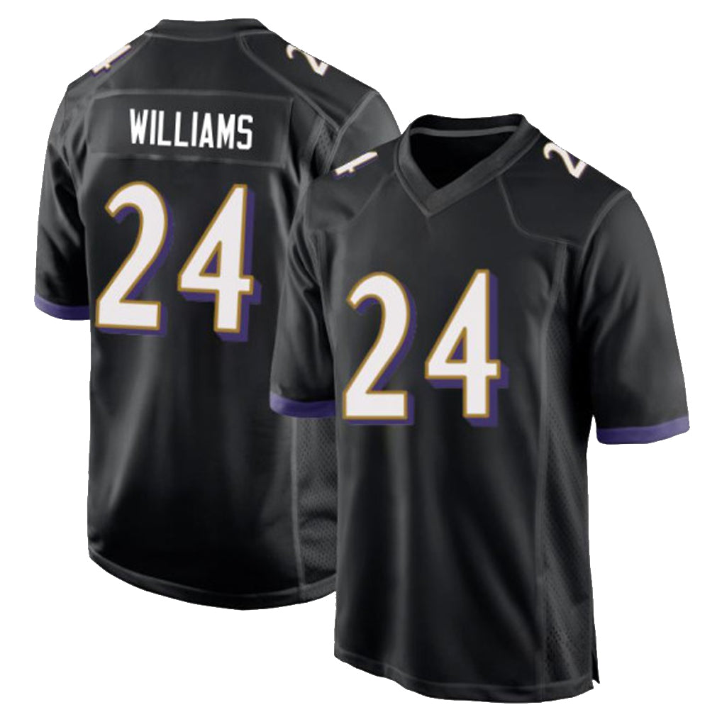 B.Ravens #24 Malaki Starks Player Black Home Game Edoa Stitched Jerseys