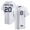 D.Tigers #20 Spencer Torkelson Player White Home Game Edoa Stitched Jerseys