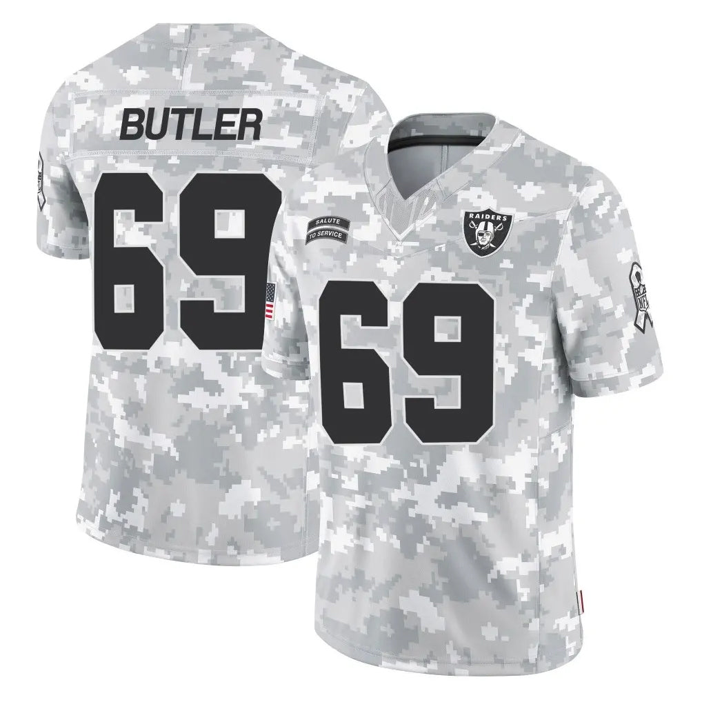 LV.Raiders #69 Adam Butler Player Arctic Camo Salute To Service Limited Game Edoa Stitched Jerseys