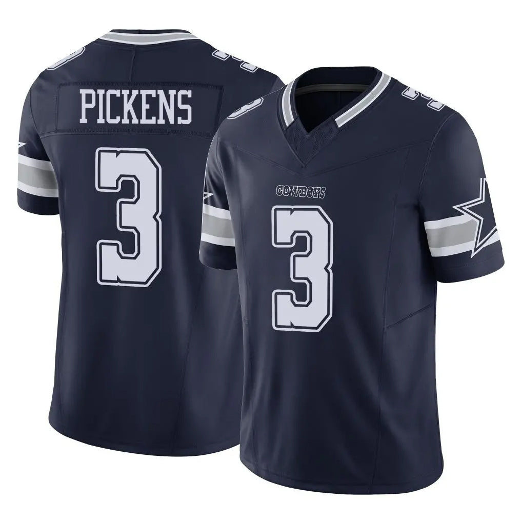 D.Cowboys #3 George Pickens Player Navy Limited Vapor F.U.S.E. Home Game Edoa Stitched Jerseys