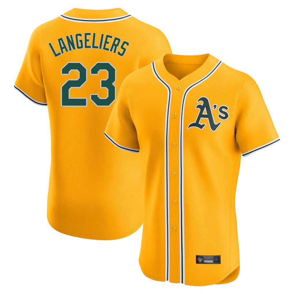 Athletics #23 Shea Langeliers Player Gold Limited Elite Home Game Edoa Stitched Jerseys