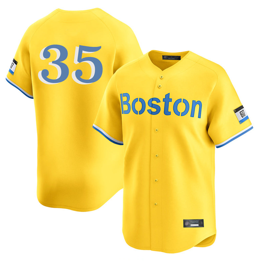 B.Red Sox #35 Garrett Crochet Player Yellow Limited Home Game Edoa Stitched Jerseys