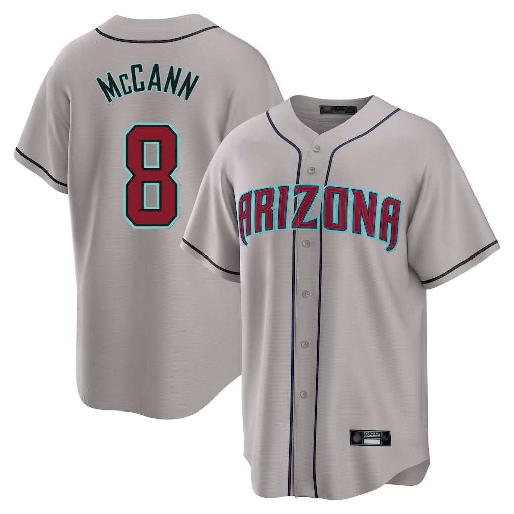 A.Diamondbacks #8 James McCann Player Gray Road Home Game Edoa Stitched Jerseys