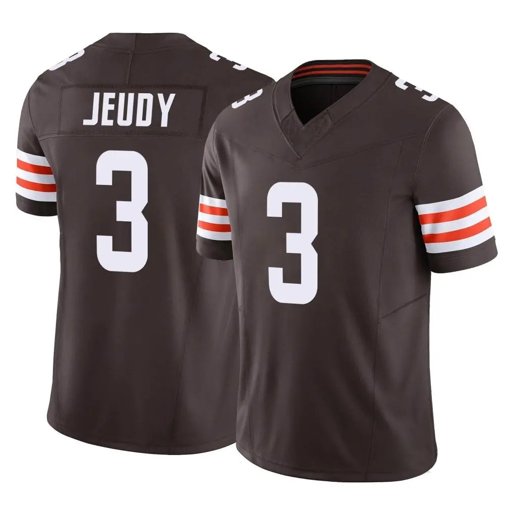 C.Browns #3 Jerry Jeudy Player Brown Vapor F.U.S.E. Limited Home Game Edoa Stitched Jerseys