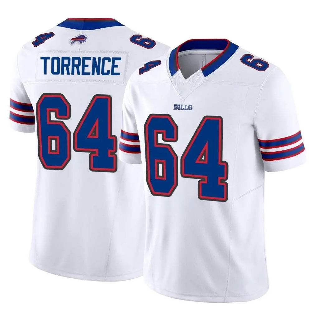 B.Bills #64 O'Cyrus Torrence Player White Vapor F.U.S.E. Jersey Limited Home Game Edoa Stitched Jerseys