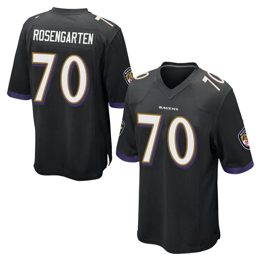 B.Ravens #70 Roger Rosengarten Player Black Home Game Edoa Stitched Jerseys