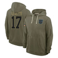C.Panthers #17 Xavier Legette Player Olive Salute to Service Hoodies Game Edoa Stitched Jerseys