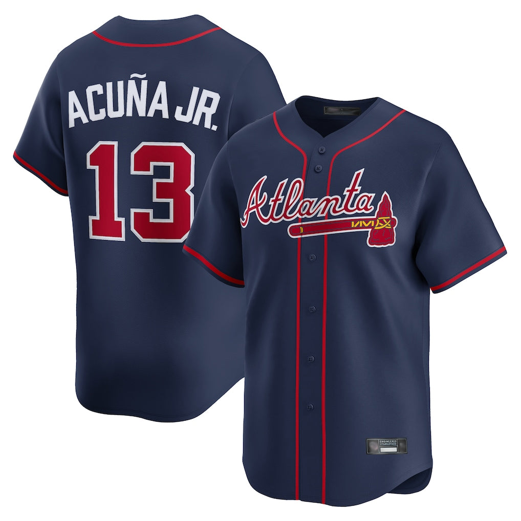 A.Braves #13 Ronald Acuna Jr Player Navy Limited Home Game Edoa Stitched Jerseys