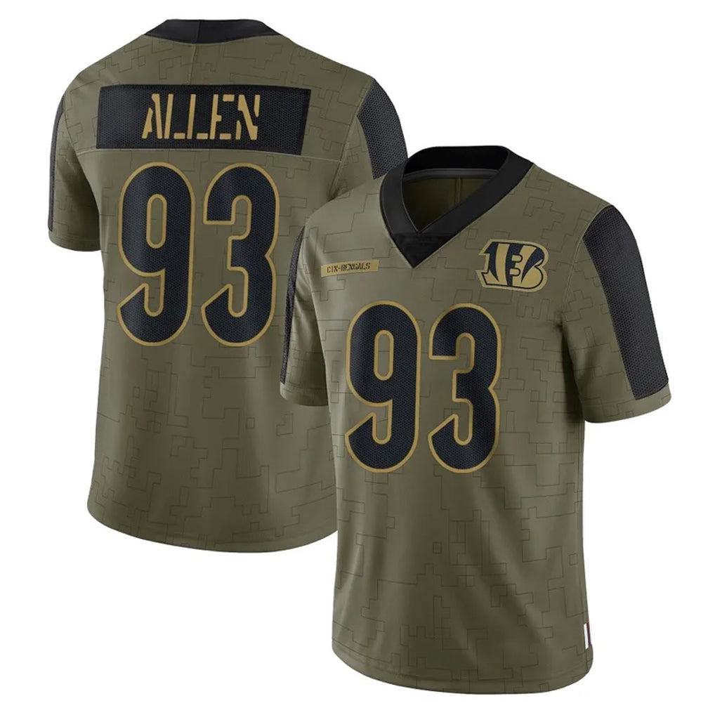 C.Bengals #93 Jonathan Allen Player Olive Salute to Service Game Edoa Stitched Jerseys