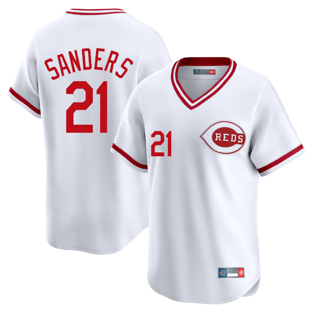 C.Reds #21 Hunter Greene Player White Cooperstown Collection Limited T-shirt Home Edoa Stitched Jerseys