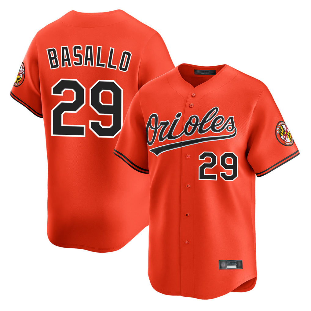 B.Orioles #29 Samuel Basallo Player Orange Limited Home Game Edoa Stitched Jerseys