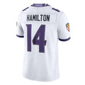 B.Ravens #14 Kyle Hamilton Player White Limited Elite Home Game Edoa Stitched Jerseys