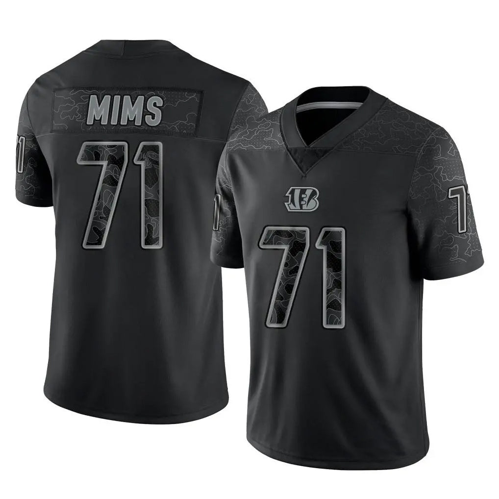 C.Bengals #71 Amarius Mims Player Black Reflective Limited Game Edoa Stitched Jerseys