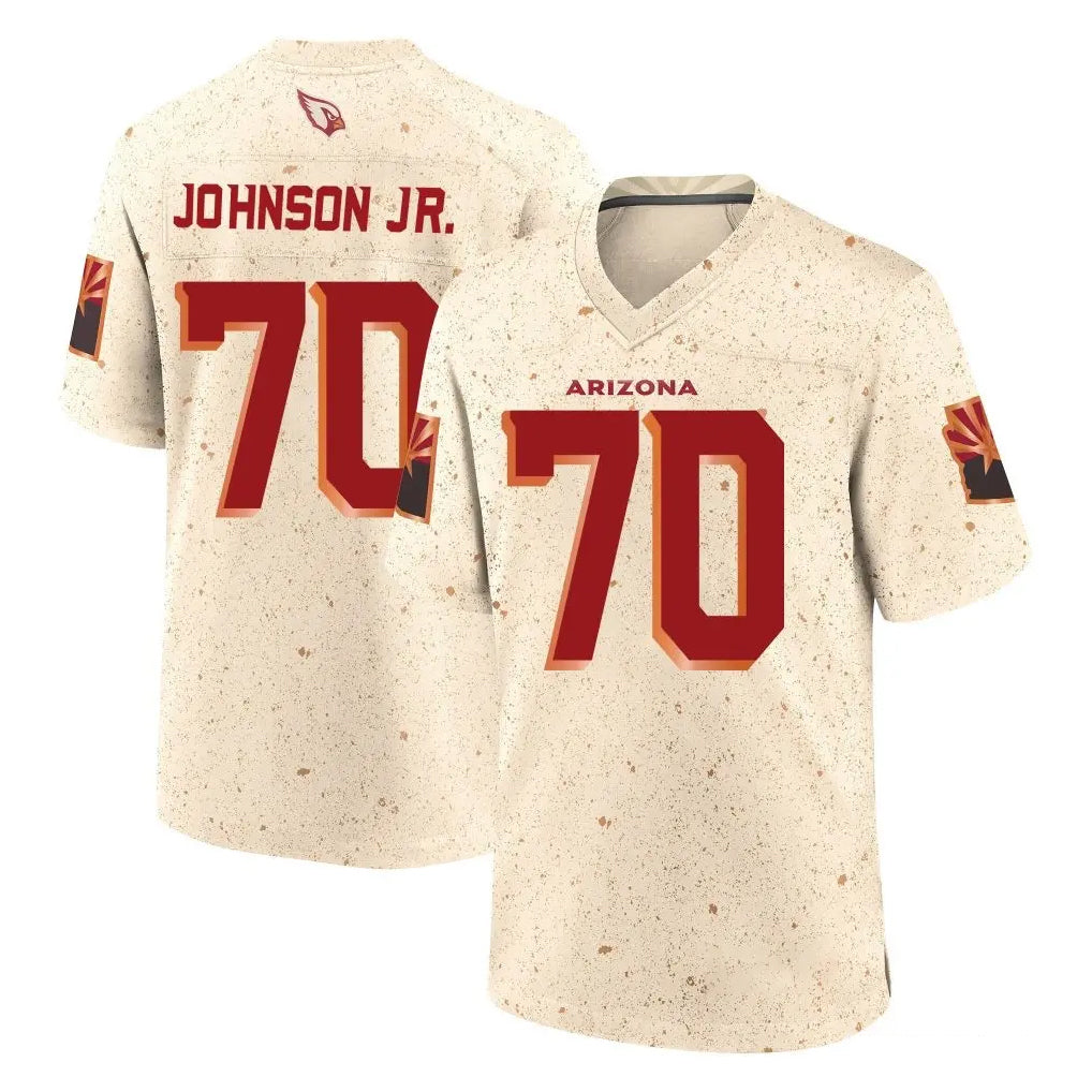 A.Cardinals #70 Paris Johnson Jr. Player Cream Rivalries Collection Game Edoa Stitched Jerseys