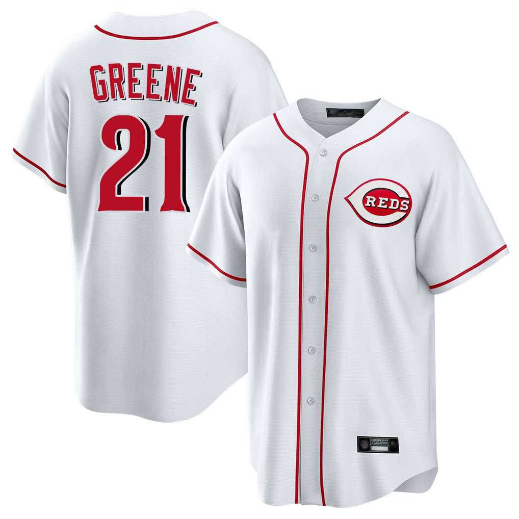 C.Reds #21 Hunter Greene Player White Game Home Edoa Stitched Jerseys