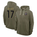 A.Falcons #17 Zachariah Branch Player Olive 2025 Salute to Service Hoodies Edoa Stitched Jerseys