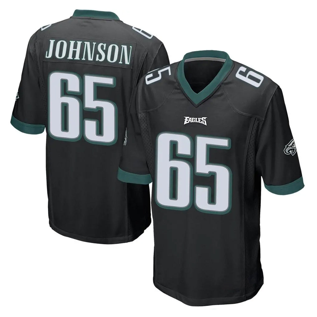 P.Eagles #65 Lane Johnson Player Black Home Game Edoa Stitched Jerseys