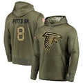 A.Falcons #8 Kyle Pitts Sr. Player Olive Salute to Service Club Fleece Hoodie Edoa Stitched Jerseys