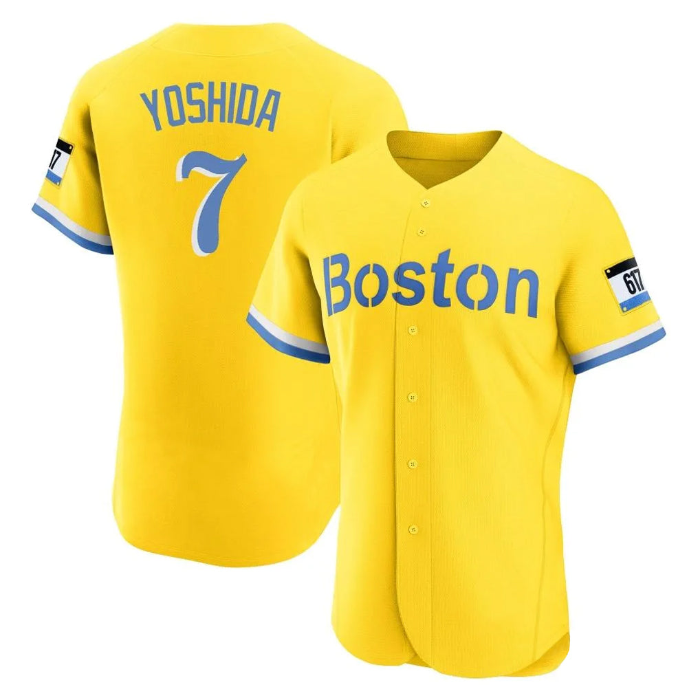B.Red Sox #7 Masataka Yoshida Player Yellow Limited Elite Home Game Edoa Stitched Jerseys
