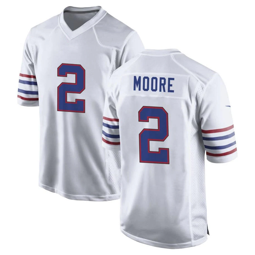 B.Bills #2 DJ Moore Player White Alternate Game Edoa Stitched Jerseys