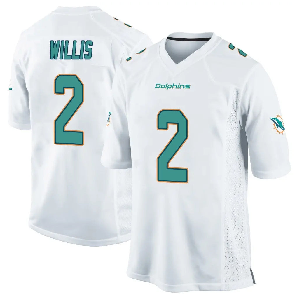 M.Dolphins #2 Malik Willis Player White Home Game Edoa Stitched Jerseys