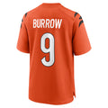 C.Bengals #9 Joe Burrow Player Orange Home Game Edoa Stitched Jerseys