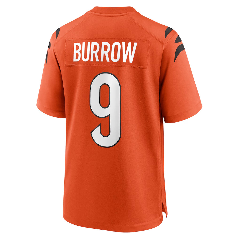 C.Bengals #9 Joe Burrow Player Orange Home Game Edoa Stitched Jerseys