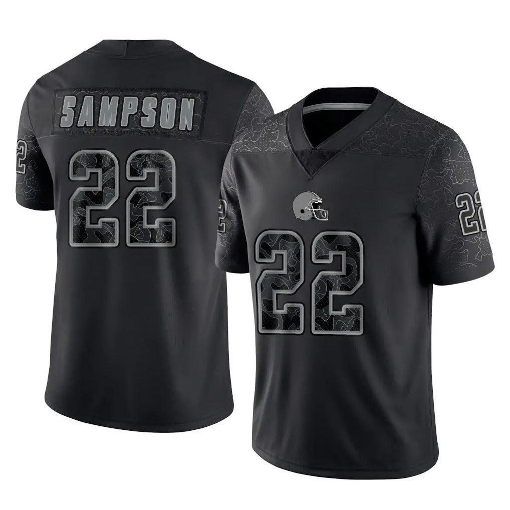 C.Browns #22 Dylan Sampson Player Black Reflective Home Game Edoa Stitched Jerseys