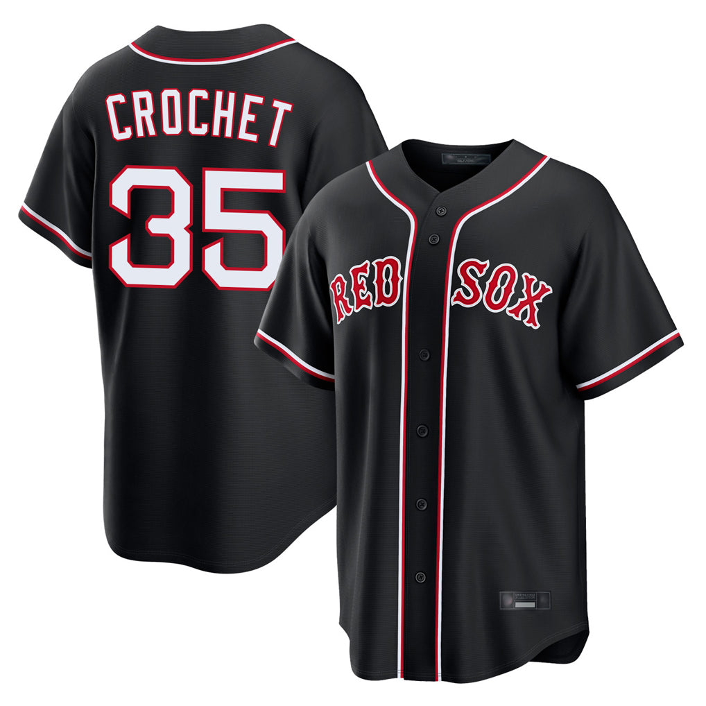 B.Red Sox #35 Garrett Crochet Player Black Out Home Game Edoa Stitched Jerseys