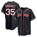 B.Red Sox #35 Garrett Crochet Player Black Out Home Game Edoa Stitched Jerseys