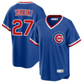 C.Cubs #27 Seiya Suzuki Player Royal T-shirt Cooperstown Collection Limited Edoa Stitched Jerseys