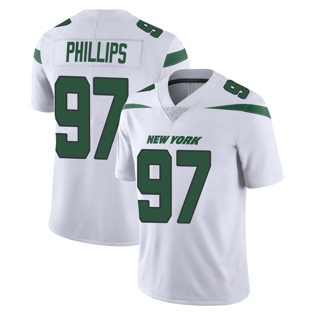 NY.Jets #97 Harrison Phillips Player White Spotlight Limited Vapor Home Game Edoa Stitched Jerseys