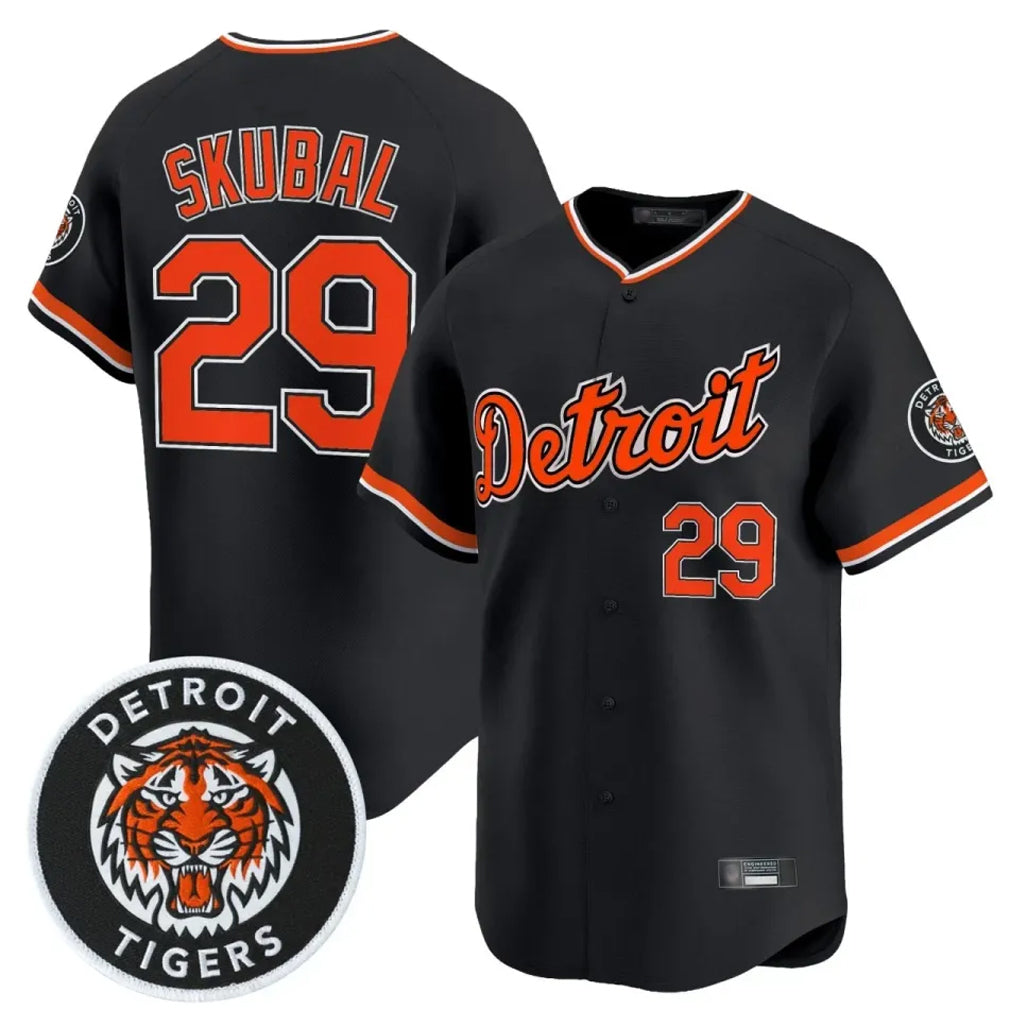 D.Tigers #29 Tarik Skubal Player Black Limited Home Edoa Stitched Jerseys
