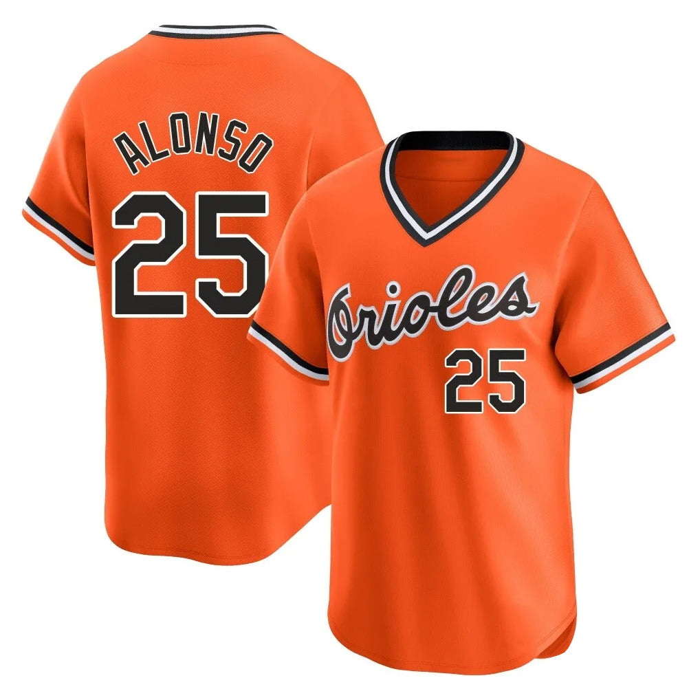 B.Orioles #25 Pete Alonso Player Orange T-shirt Limited Home Game Edoa Stitched Jerseys