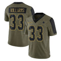 D.Cowboys #33 Javonte Williams Player Olive Salute to Service Limited Home Game Edoa Stitched Jerseys