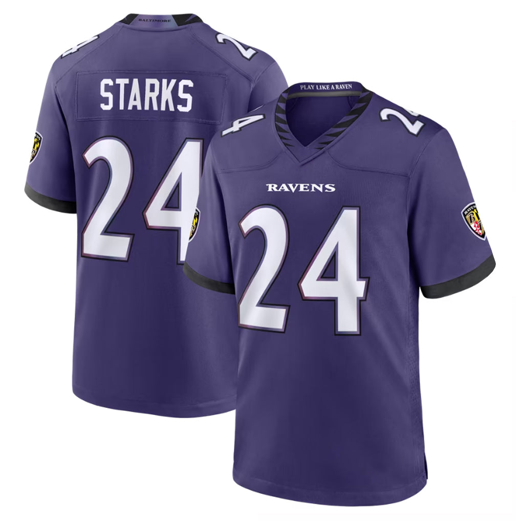 B.Ravens #24 Malaki Starks Player Purple Limited Home Game Edoa Stitched Jerseys