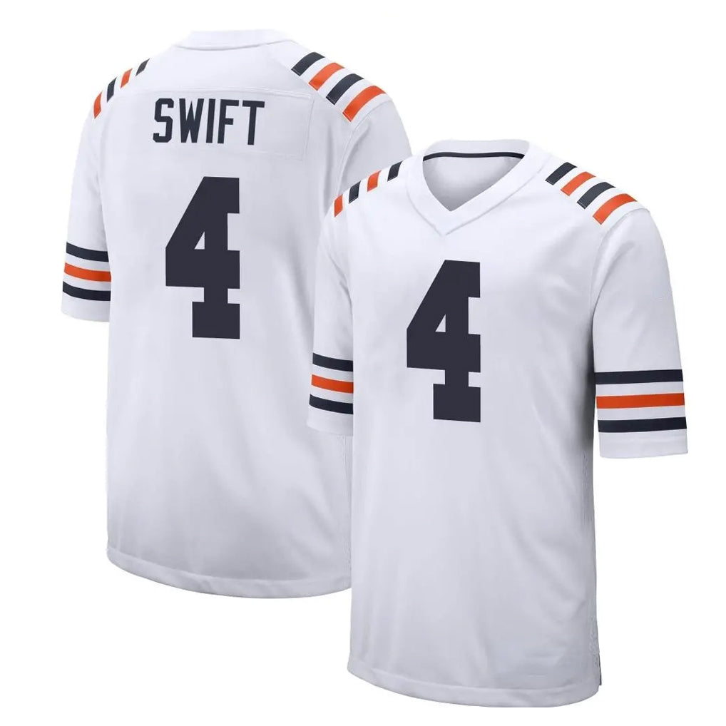 C.Bears #4 D'Andre Swift Player White Classic Home Game Edoa Stitched Jerseys